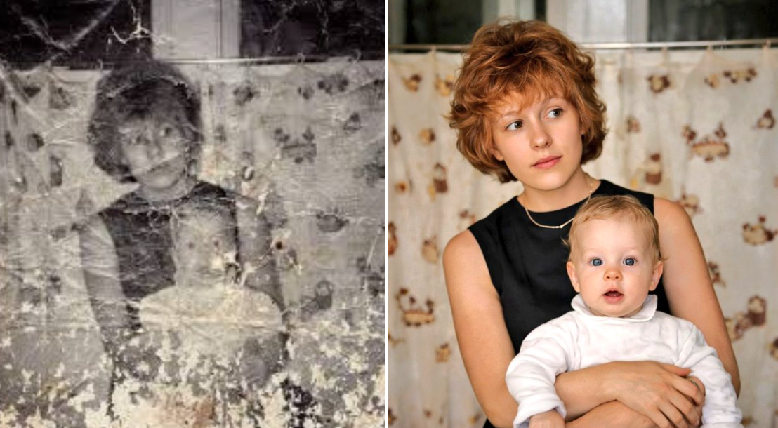Wide old photo restoration example for an image-to-image prompt