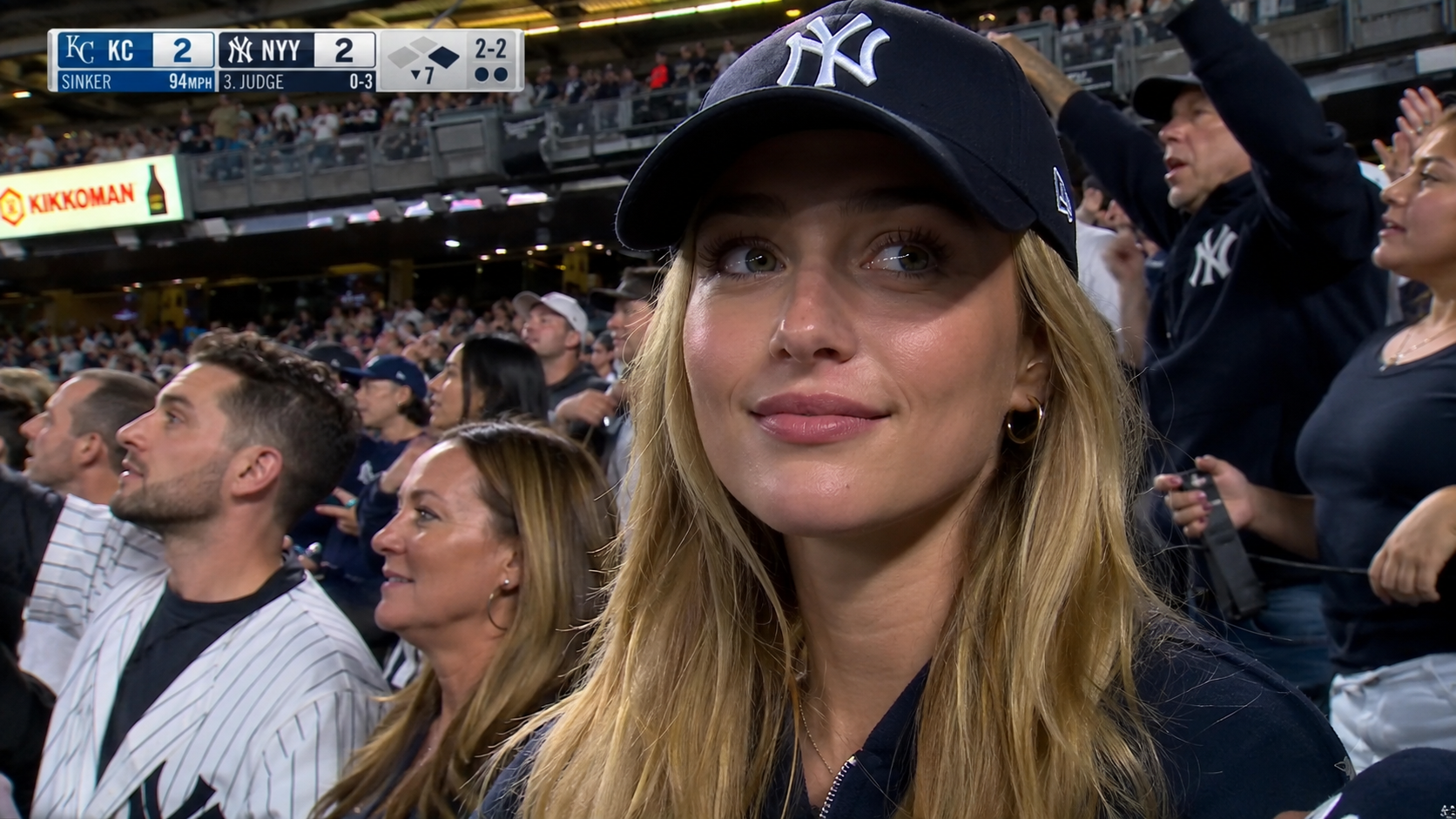 Baseball stadium AI video social media example featuring a subject in a black hat