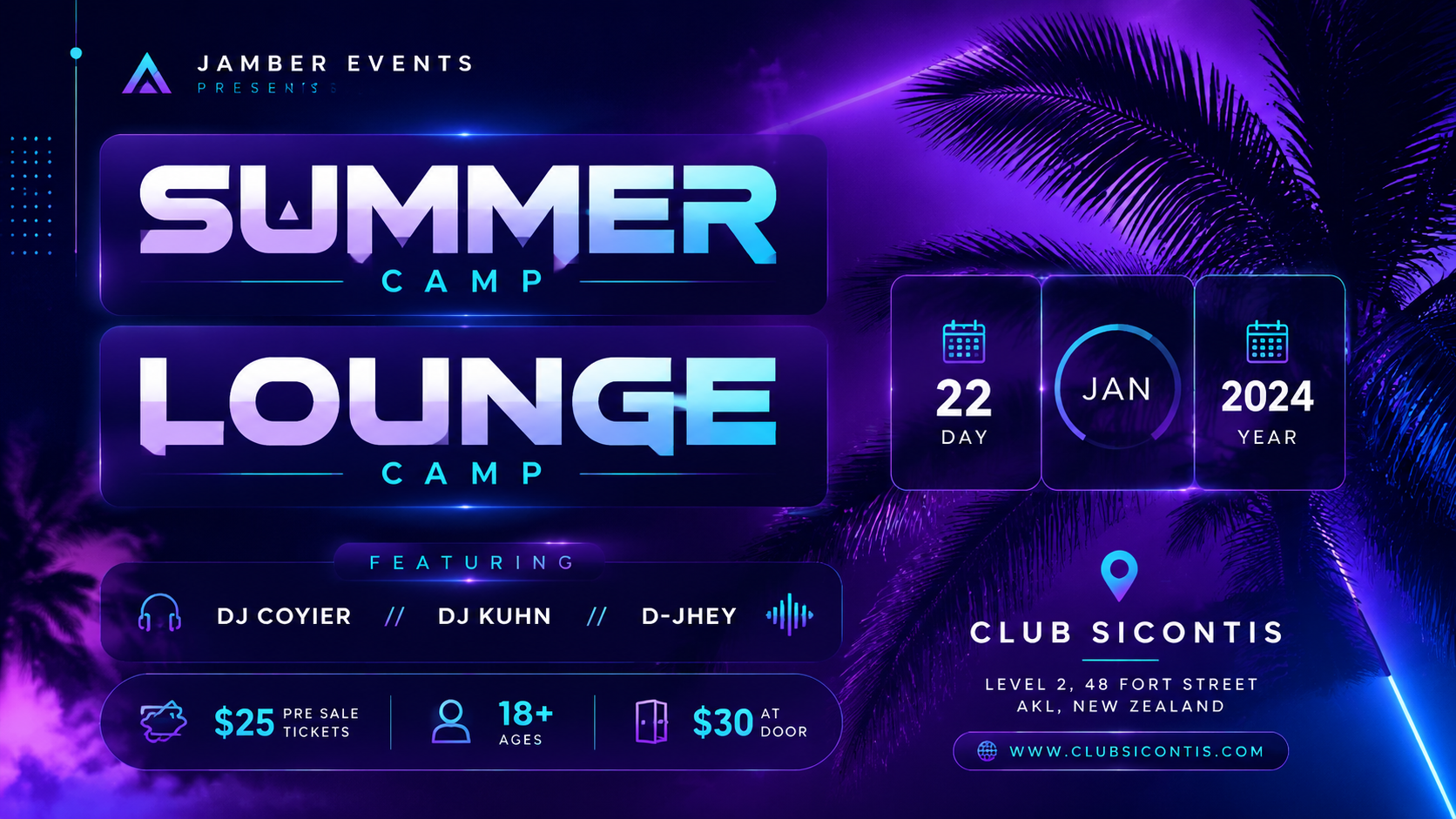 Neon party flyer made with AI flyer generator for beginner users