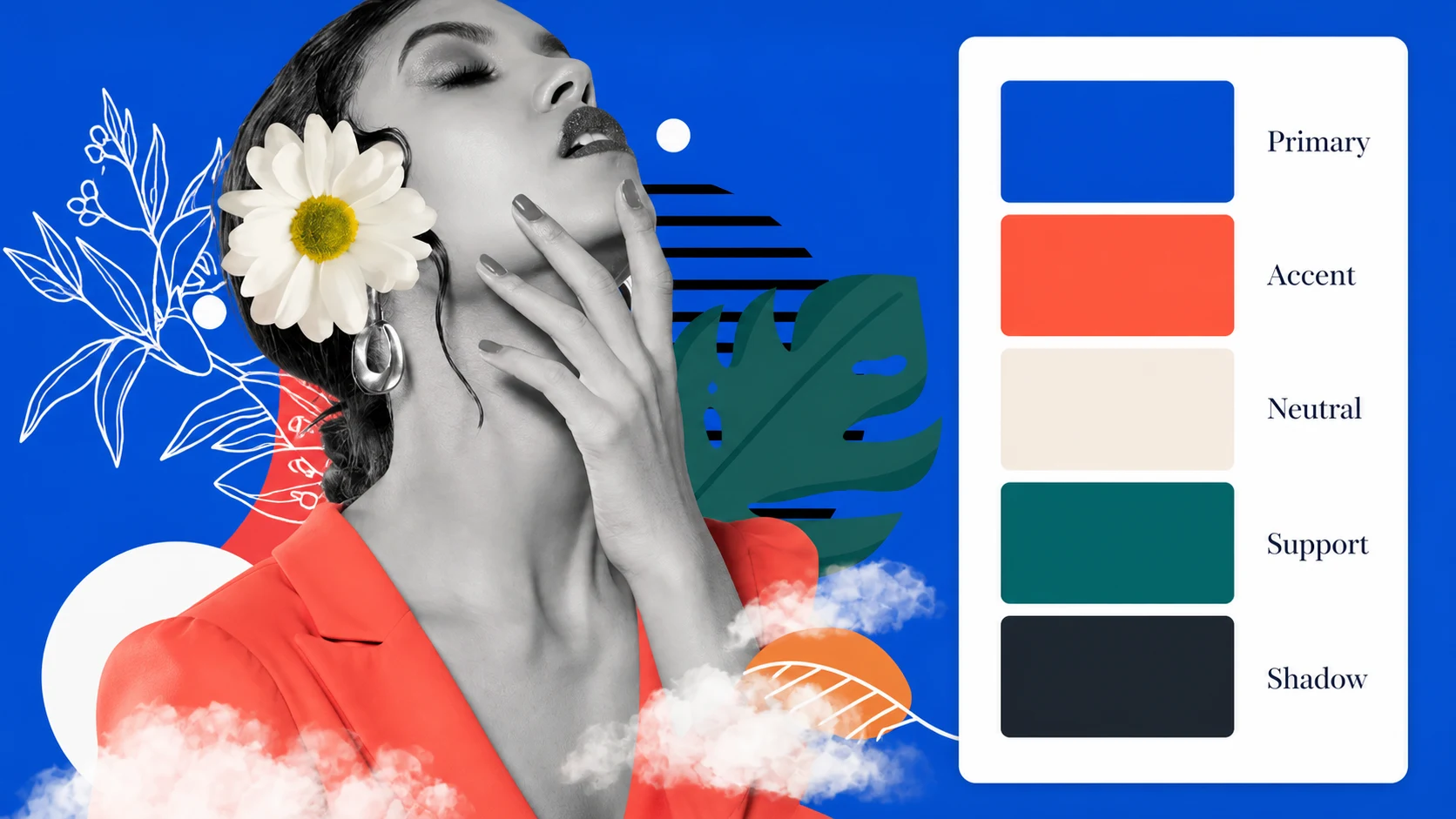 Color palette by image fashion collage with role-labeled swatches