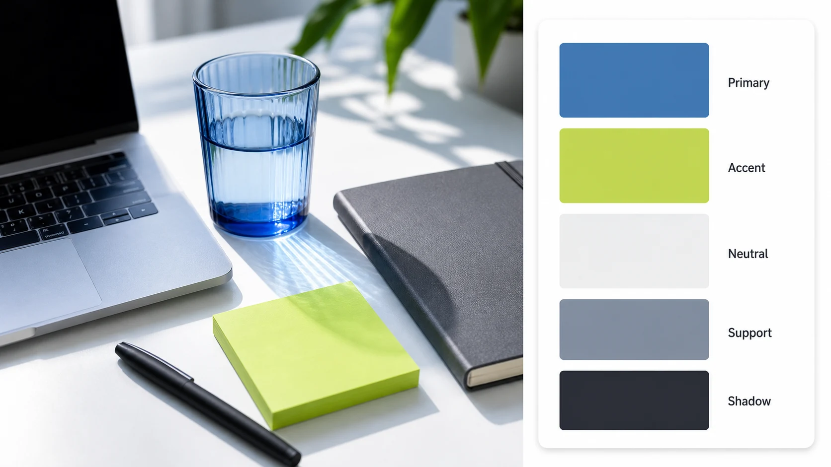 Color palette by image SaaS desk setup report with five swatches