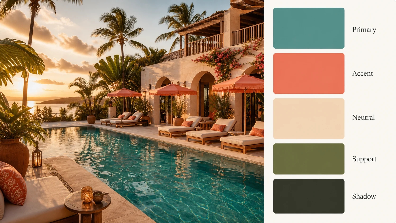 Color palette by image travel hotel pool report with five swatches