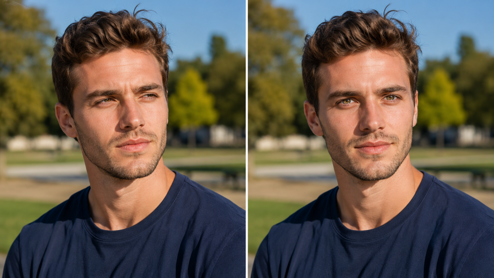 Examples of specific gaze direction prompts for AI eye direction changer tool