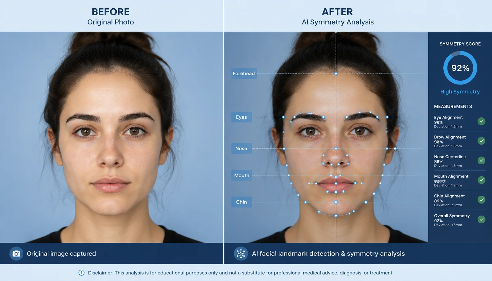 nana img face symmetry test analyzing eye alignment and interocular spacing