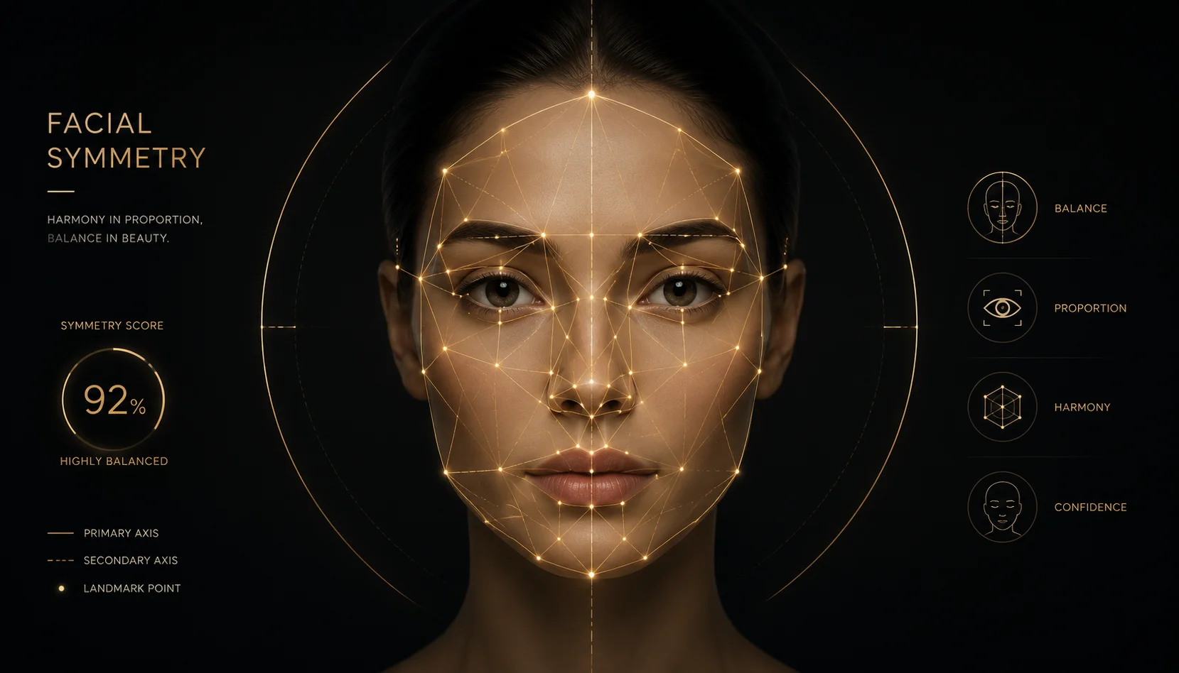 nana img face symmetry analyzer evaluating nose centering and lip alignment symmetry