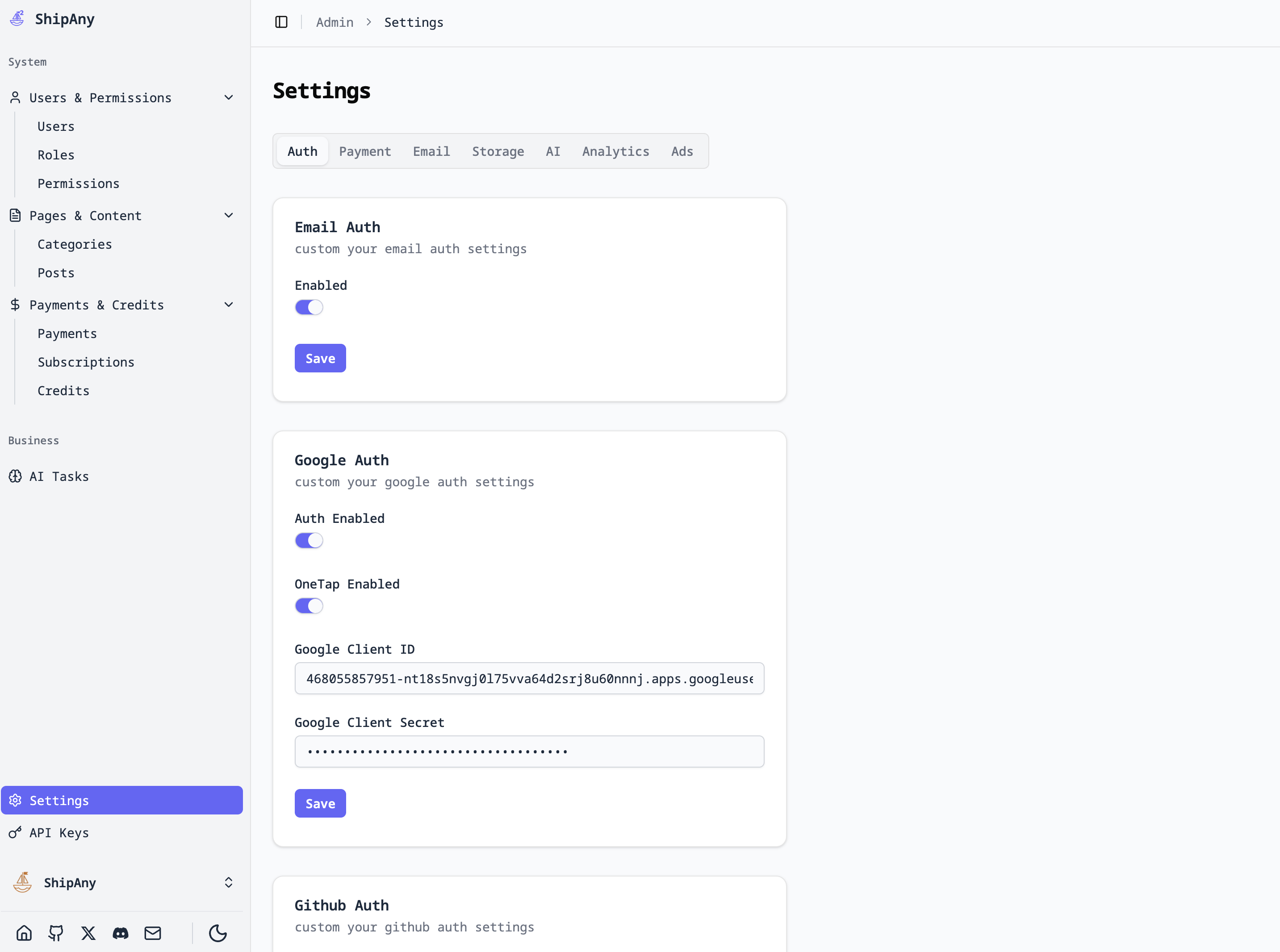 nana img 2.0 admin settings dashboard preview for platform updates