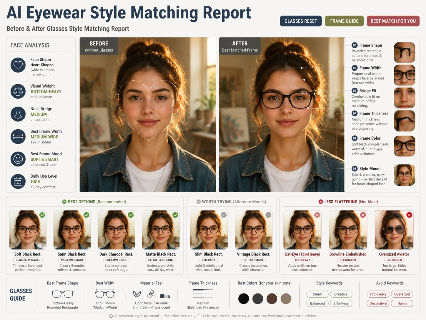Glasses for Heart Shaped Face — Bottom-Heavy Frames