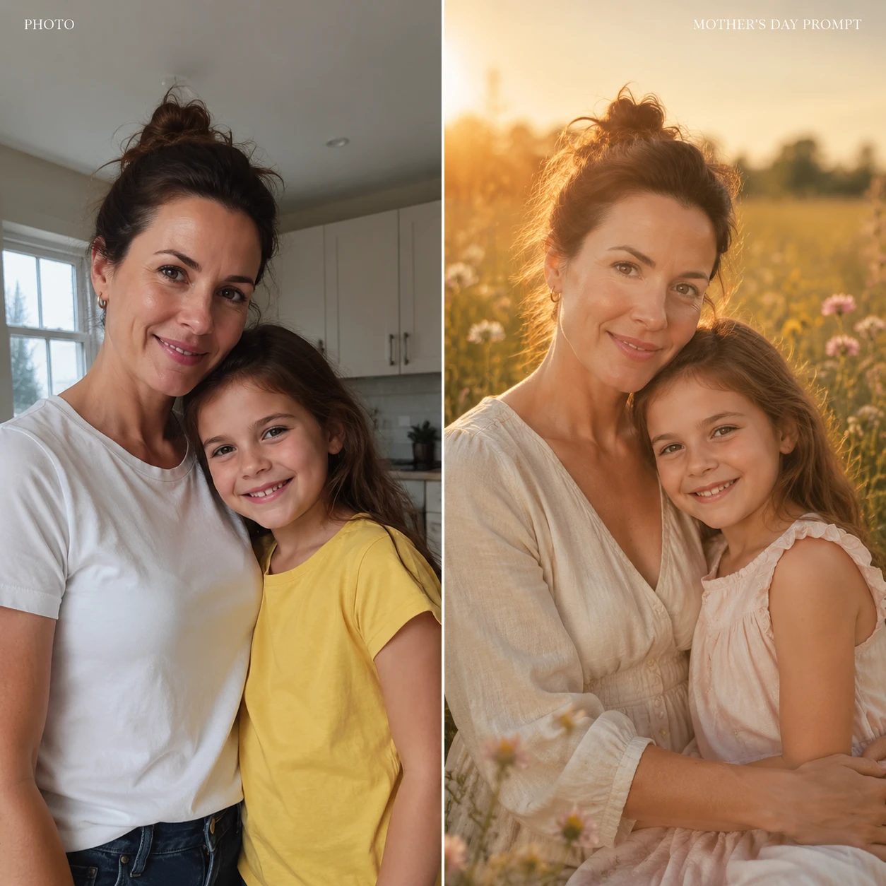 Sample output — a 2026 Mother's Day portrait generated from one selfie