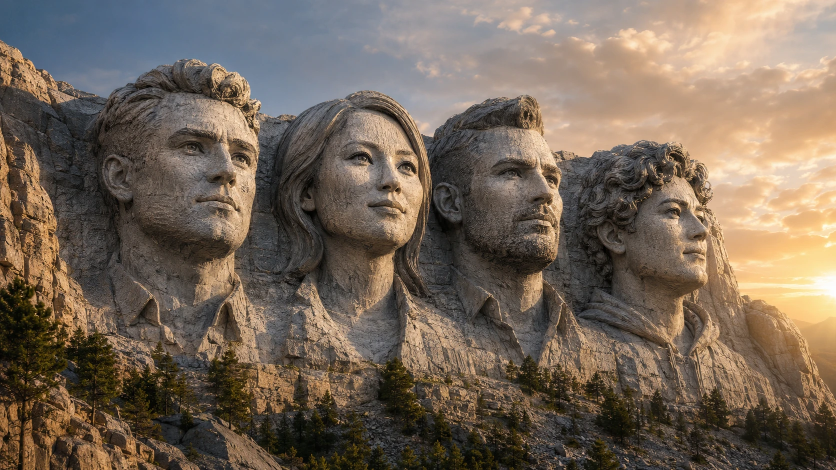 Use a mount rushmore face generator for original people