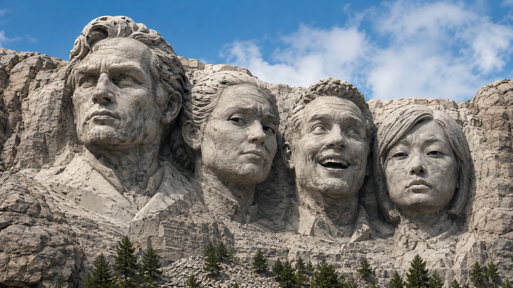 Guide a mount rushmore creator with carving details