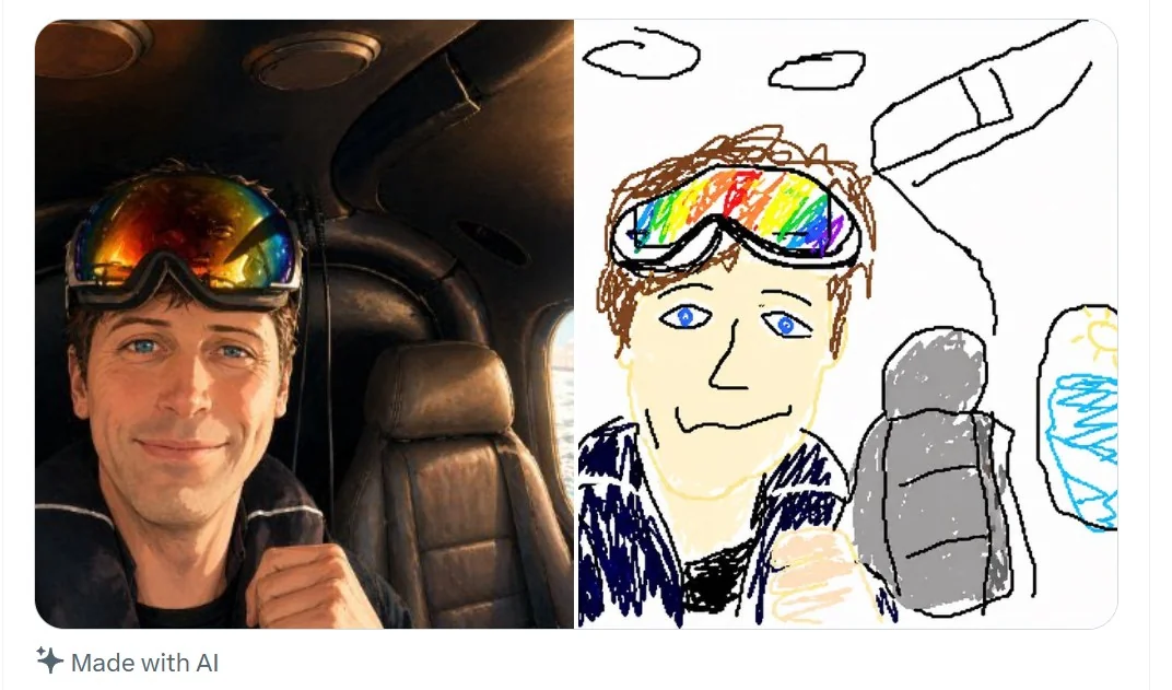 Example output from the viral clumsy MS Paint image redraw prompt