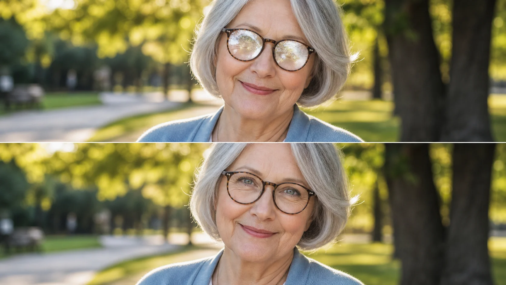 Simple one-click glasses glare removal tool