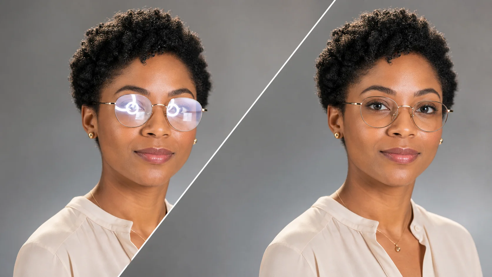Various portrait types fixed with AI glare removal