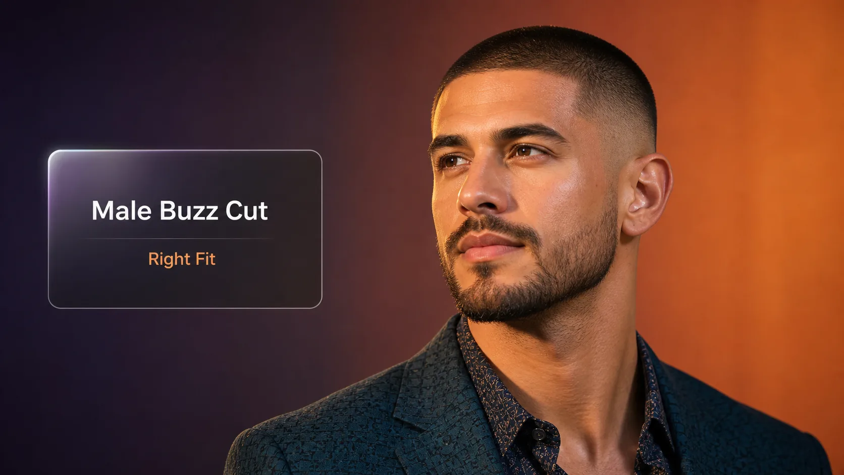 Male buzz cut preview with close fade and cinematic studio lighting