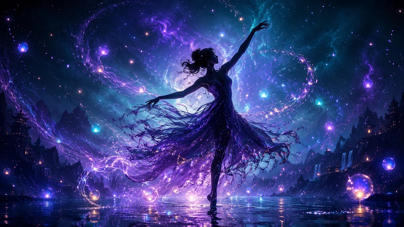 seedance 2.1 magical fantasy dancer with particle effects