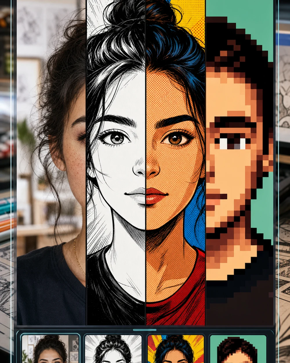 Sample output from the selfie to comic AI generator