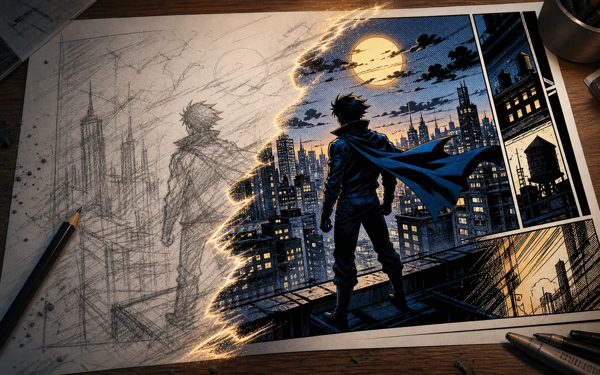 Convert Pencil Sketches into Full Comic Illustrations