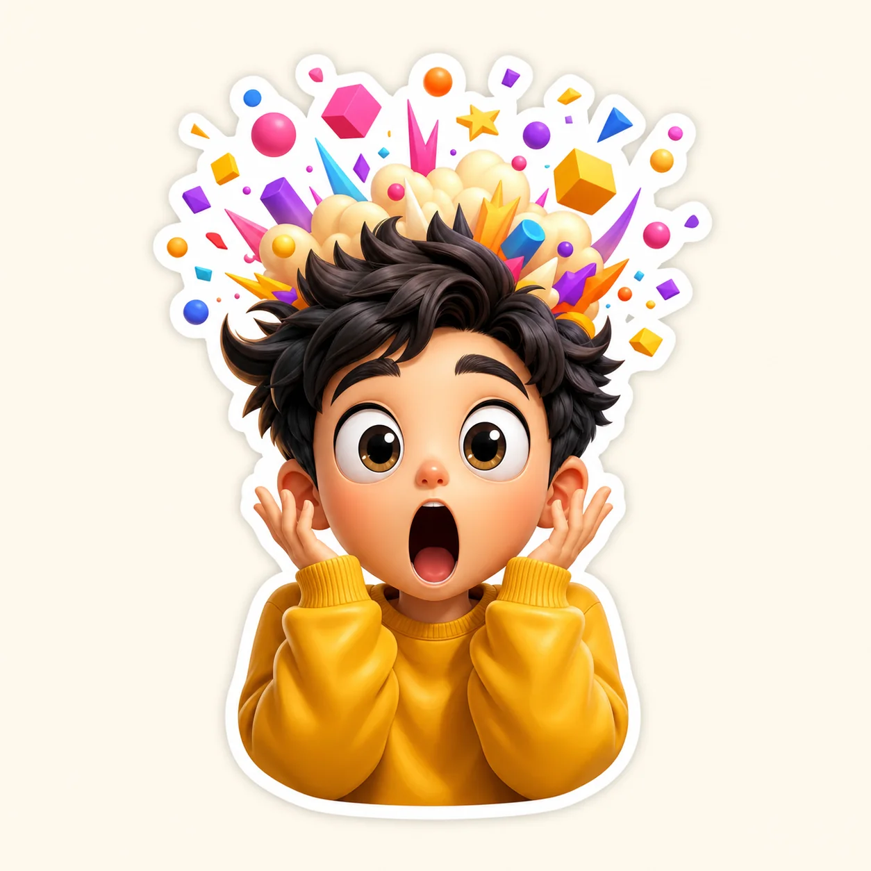 Original chibi chat sticker with a mind-blown surprise expression