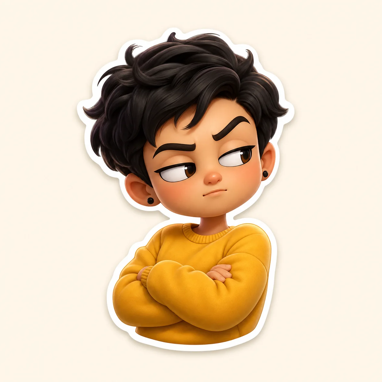 Original chibi chat sticker with a skeptical side-eye expression